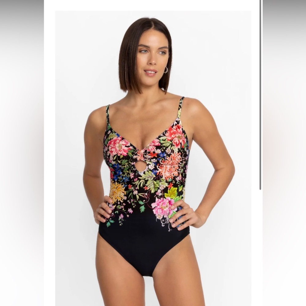 New! Johnny Was Metalli Notte Keyhole One-Piece Swimsuit Size XS